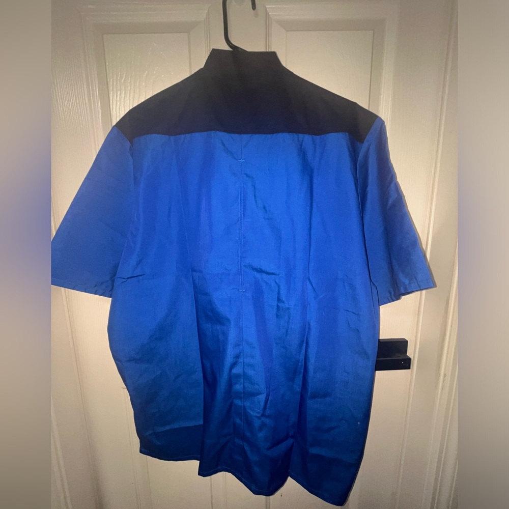NWT Happy Chef Cook Cool Shirt Womens Men Blue Black Euro Vent Chef Coat large - Picture 7 of 7